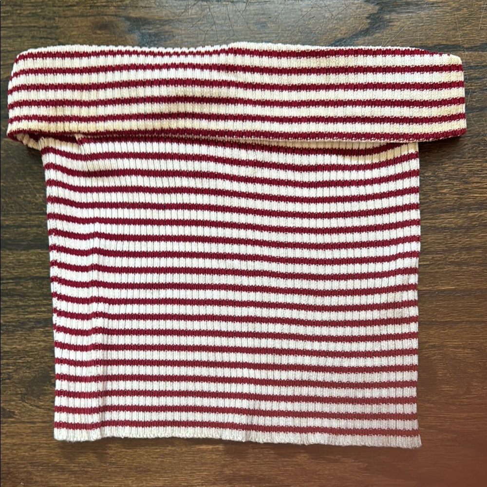 Red and White Striped Tube Top